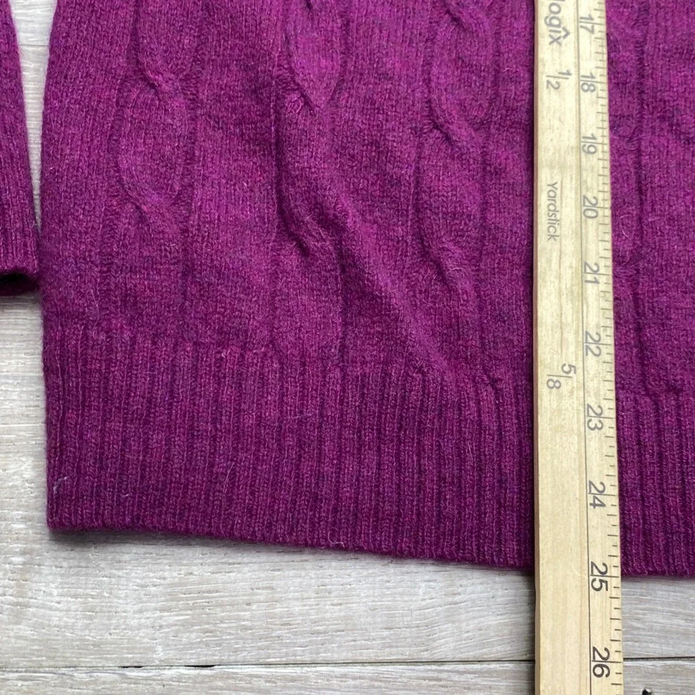 Brooks Brothers‎ Womens M Wool Cable Knit Sweater Purple Crewneck Pullover
